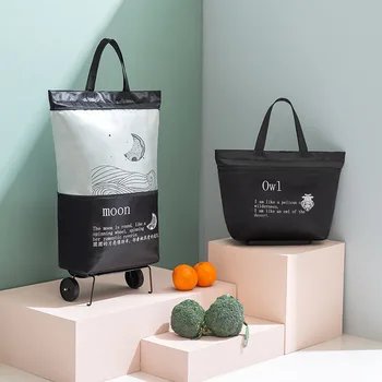 2023, Складная сумка для покупок, тележка на колесиках, Оксфордская маленькая сумка для женщин, Органайзер для овощей, сумка для переноски