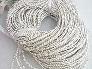 50 м/лот 3 мм Белый плетеный кожаный шнур для изготовления ювелирных изделий
