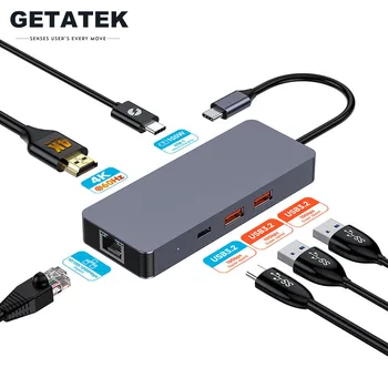 Getatek USB Hub 4K 60Hz USB C Концентратор Type C к порту Ethernet PD 100 Вт Адаптер для Macbook Pro USB 3,2 Концентратор Аксессуары Для ноутбуков и Планшетов