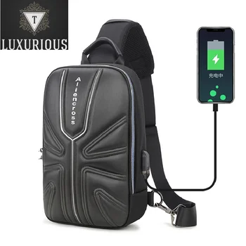 Классические мотоциклетные сумки для езды на USB-интерфейсе, защитные противоугонные сумки с паролем, мужские сумки через плечо, брендовая водонепроницаемая нагрудная сумка