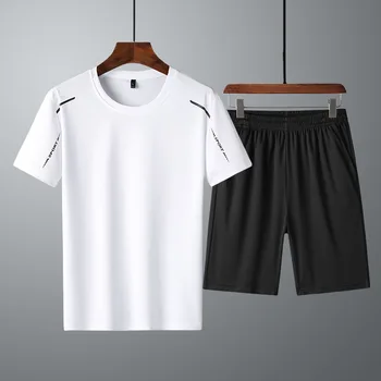 2023 Летний Новый Повседневный Спортивный костюм, Мужская футболка С короткими рукавами, Шорты для молодежи Большого Размера, Свободный Тонкий Срез, Дышащий 5XL