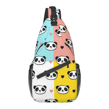 Рюкзак-слинг с рисунком Кавайной Панды и Медведя, Мужская Нагрудная сумка на плечо с мультяшными животными на заказ для путешествий, рюкзак