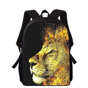 свирепый иллюстративный лев 15 ”, 3D Принт, Детский рюкзак, сумки для начальной школы для мальчиков и девочек, рюкзак для студентов, сумки для школьных книг