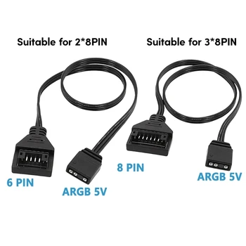 Кабель-адаптер ARGB 5V 3pin-ARGB 5V 8Pin/6Pin Штекерный кабель-адаптер Улучшает ваше решение для освещения Длиной 30 см