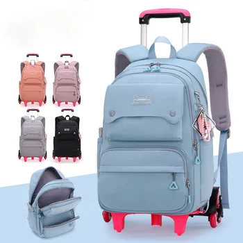Детские школьные сумки-тележки Mochilas, Детские рюкзаки с колесиками, багаж на тележке, рюкзак принцессы для девочек, рюкзак для спины, детский школьный рюкзак
