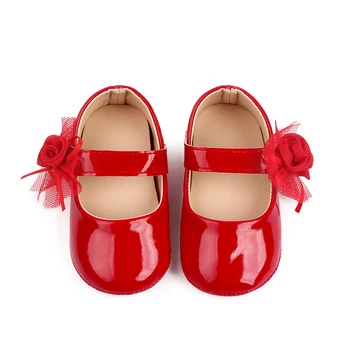 ZZLBUF/Туфли принцессы Мэри Джейн на плоской подошве с мягкой подошвой и цветами из искусственной кожи для маленьких девочек; Свадебные модельные туфли для новорожденных малышей (черный