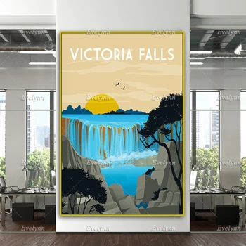 Принт Водопада Виктория, Туристический плакат водопада Виктория, Настенное искусство водопада Виктория, Плакат Зимбабве, Холст для домашнего декора, уникальный подарок