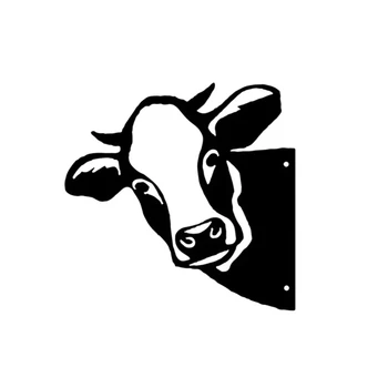 Садовая скульптура выглядывающей коровы на ферме, металлический силуэт животного, настенный декор для крупного рогатого скота, украшение для садового забора во дворе, M76D