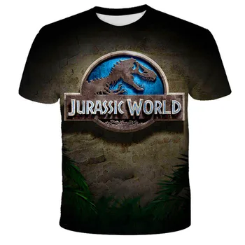 Детская футболка с динозавром для мальчиков и девочек от 1 до 14 лет, летняя детская футболка Унисекс 