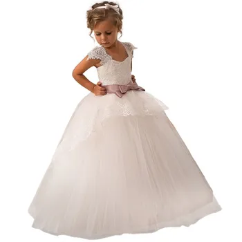 Детские платья для девочек в цветочек, Детские вечерние платья с блестками, кружевные сетчатые бальные платья, Свадебные платья для Первого причастия