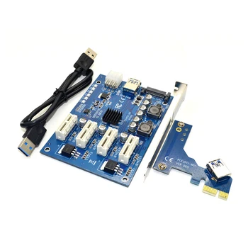 PCI-E X1-4PCI-E X16 Комплект расширения 1-4 Порта PCI Express Коммутатор Мультипликатор КОНЦЕНТРАТОР 6pin sata USB Riser Card для майнинга BTC Miner