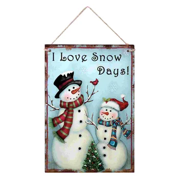рождественский декор в виде снеговика деревянная дверь в деревенском стиле- snowman para snowman navideños украшение в виде венка- 1 шт Подвесная декоративная табличка