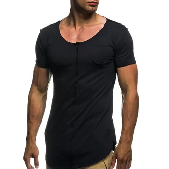 A1420, летние новые мужские футболки, однотонные, приталенные, трендовые, повседневные, с короткими рукавами, модные