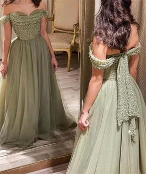 Женские вечерние платья в Дубае Трапециевидной формы, Блестящие платья для выпускного вечера с открытыми плечами, Роскошные вечерние платья De SoiréeEvening