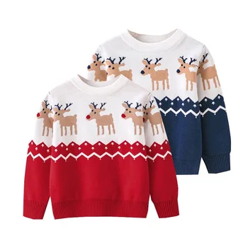 Детские Свитера для малышей, Рождественская одежда, Осенне-зимняя Детская Одежда Для мальчиков и Девочек, вязаный пуловер с длинными рукавами и мультяшным принтом, топы, пальто