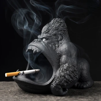 Керамическая Пепельница с защитой от уноса пепла в виде Орангутанга, Милая Мультяшная Пепельница с маленькими животными, Аксессуары для курения, Зажигалки, Товары для дома
