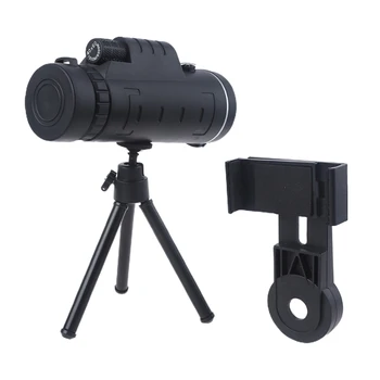Монокулярный телескоп 40x60 с Универсальным креплением для телефона, штативом и Компасом, Портативные Монокуляры ночного видения для наблюдения за птицами
