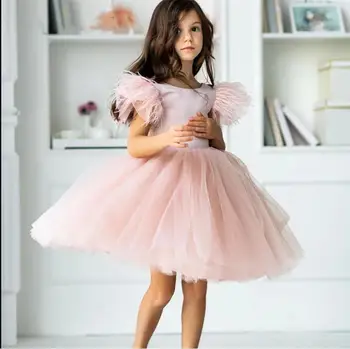 Платье с цветочным узором для девочек, свадебное платье принцессы для маленьких девочек, вечерние платья для Первого причастия
