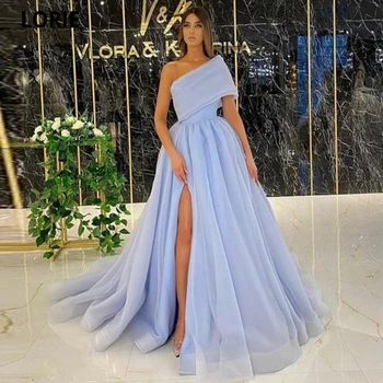 LORIE Небесно-Голубое Длинное Вечернее платье без рукавов из Саудовской Аравии, Сексуальное Вечернее платье с разрезом сбоку, платья для вечеринок, Vestidos Robes De Soirée