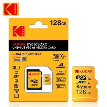 Новая Карта памяти KODAK Micro SD 128 ГБ Class10 U3 UHS-I 128 ГБ TF карта 4K HD SD адаптер для мобильного телефона Смартфона Планшетного ПК