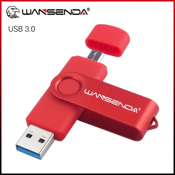 WANSENDA USB 3,0 USB Флэш-накопитель 128 ГБ OTG Флеш-накопитель для мобильных устройств Android/ПК 16 ГБ 32 ГБ 64 ГБ Флешка 256 ГБ Micro USB Memory Stick