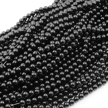 6 мм 5 нитей/лот, черные стеклянные бусины из искусственного жемчуга, ювелирные изделия, круглые бусины для браслета и ожерелья, длина: приблизительно 31 дюйм на нитку