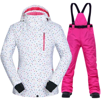 Зимний лыжный костюм для женщин, водонепроницаемая лыжная куртка и брюки для спорта на открытом воздухе, комплекты спортивных зимних брюк, костюмы для сноуборда от бренда