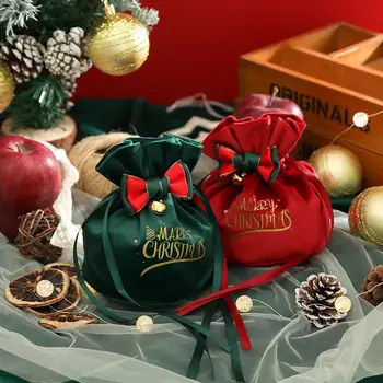 Креативный Рождественский подарочный пакет, Рождественская конфета, Бархатная сумка Apple, Карман для упаковки подарков в Канун Рождества, Навидад, Новый 2024 год