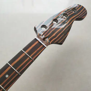Глянцевая 4-струнная бас-гитара из дерева Зебра, Гриф 20 ладов, 34-дюймовые детали грифа