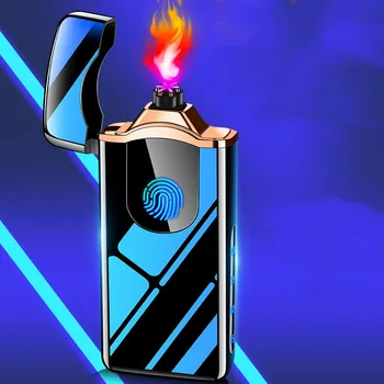 2023 Новый 6-дуговой сенсорный индукционный зажигатель с отпечатками пальцев, USB-зажигалка для зарядки, металлический ветрозащитный и беспламенный высококачественный подарок
