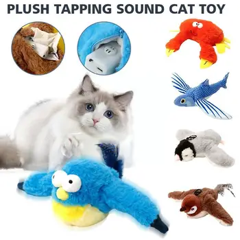 Интерактивная игрушка для кошек, Движущаяся Со Звуками, Реалистичное Плюшевое Животное, Электрическая Игрушка Для Домашних кошек, Хватающих, Кусающих, Жующих C2i3
