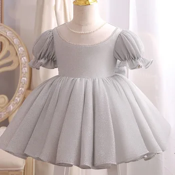 Одежда для маленьких девочек, Детское праздничное платье, Бусы, Кружево, Платье для Крещения Новорожденных, детские платья Принцессы для Свадьбы