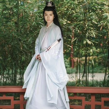 Yourqipao Летняя Рубашка с большим рукавом Hanfu Fresh Fairy Performance Наряд Древний Костюм в Китайском Традиционном стиле Hanfu для Мужчин