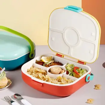 Портативный Ящик Для Хранения Продуктов Ланч-Бокс Bento Lunch Box ABS с Отдельными Отделениями с Пряжкой и Ручкой, Защищающий От Утечки Тепла