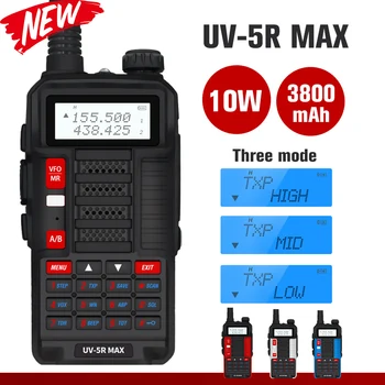 Высокая Мощность 10 Вт Baofeng UV-5R MAX Портативная Рация uv5r max Двухстороннее радио USB Зарядка UV 5R Двухдиапазонный FM-Трансивер 10 Км Домофон