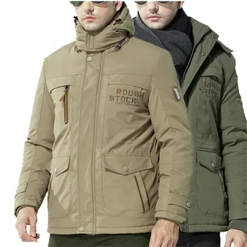 Мужская Зимняя куртка, Модное Плотное Флисовое пальто с капюшоном, с несколькими карманами, Теплая Верхняя одежда, Большие Размеры 5XL 6XL, Мужская Повседневная Abrigo Hombre