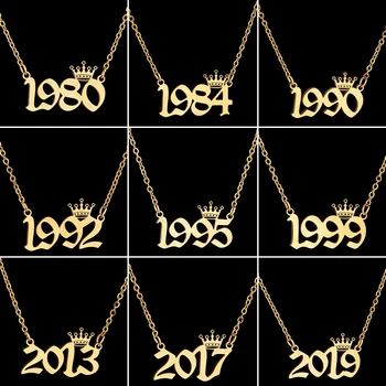 Ожерелье Mujer с 1980 по 2019 Год, Ожерелье с номером Даты рождения для Женщин, Ювелирные Изделия в стиле Бохо, Ожерелья с Начальной Буквой из Нержавеющей Стали, BFF