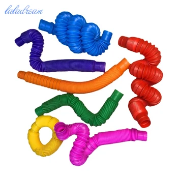 Детские красочные пластиковые стрейчевые трубки, ерзающие сжимаемые игрушки, декомпрессионные антистрессовые сенсорные игрушки