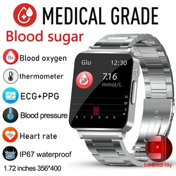 ЭКГ + PPG Безболезненный неинвазивный уровень глюкозы в крови, Умные часы для мужчин, здоровые упражнения для измерения артериального давления, умные часы для женщин, измеритель уровня глюкозы в крови