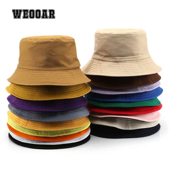 WEOOAR, двусторонняя однотонная мужская панама, Летние рыбацкие шляпы-ведра для женщин, кепки для рыбалки на открытом воздухе, защита от солнца, Gorros