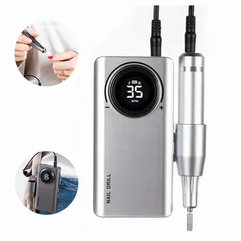 Перезаряжаемая электрическая дрель для дизайна ногтей с цифровым дисплеем, ручка для полировки, USB-высокоскоростной бесшумный не обжигающий инструмент для снятия ногтей