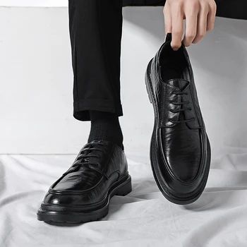 Официальная обувь из натуральной кожи в итальянском стиле, мужская деловая повседневная черная мужская высококачественная классическая офисная обувь-оксфорд