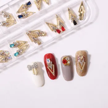 24 шт./кор. 3D Роскошные кончики для ногтей из сплава, стразы, украшения, дизайн ногтей, ювелирные изделия 