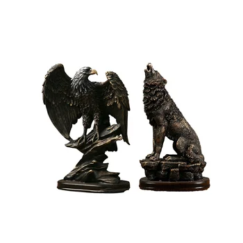 Европейский стиль, орел с распростертыми крыльями из смолы, декоративная статуя Волка, Властное животное, домашняя гостиная, спальня, декоративные поделки