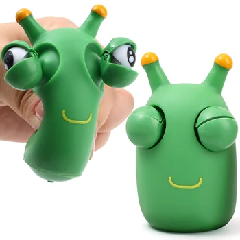 Креативные Зеленые Глазки Googly Crawly Worm Burst Eyes Декомпрессия Детская Головоломка Pinch Music Интерактивные Игрушки Подарок Забавная Игрушка-Жук