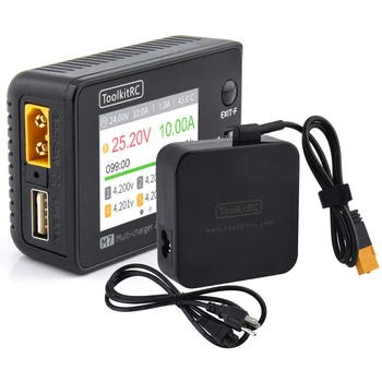 ToolkitRC M7 200 Вт 10A Баланс постоянного тока Зарядное устройство/разрядник с адаптером ADP100 (ЕС/США) для 1-6 S Lipo LiHV LiFe Lion RC аккумулятор
