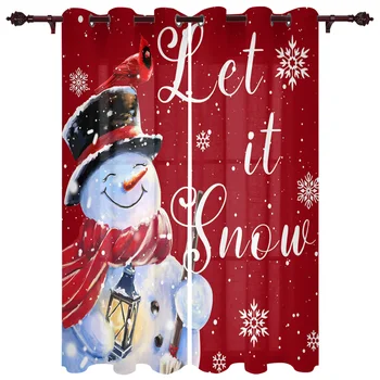 Рождественский Снеговик, Занавески в виде Снежинок для гостиной, Спальни, Роскошные Современные кухонные Занавески, Тканевые шторы