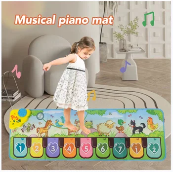 Музыкальный Коврик с 8 животными, Голосовое Пианино, Фитнес-клавиатура, игровой ковер, раннее образование, обучающие подарки по методу Монтессори