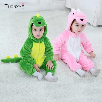 TUONXYE/ Забавный розовый комбинезон с динозавром, зимняя одежда для малышей, комбинезон с капюшоном и героями мультфильмов, Пижама для маленьких мальчиков и девочек, комбинезон для новорожденных