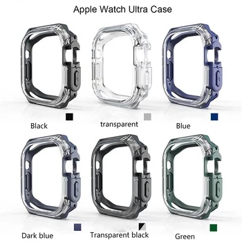 Жесткий силиконовый бронированный полый чехол для Apple Watch Ultra Band 49 мм Рамка Защитный бампер Чехол для iwatch серии Ultra Аксессуары